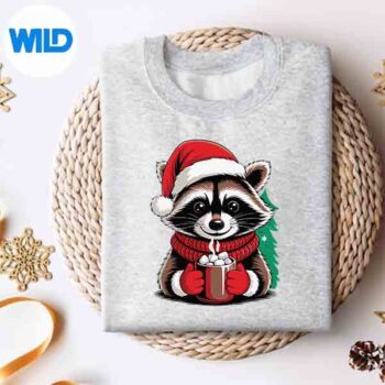 Cozy Raccoon With Hot Cocoa Christmas Silhouette SVG PNG Cut File 4 CozyRaccoonWithHotCocoaChristmassweater