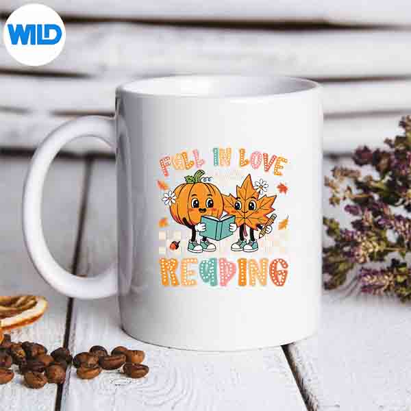 Fall In Love With Reading Thanksgiving Pumpkin Book Lover Design for Cricut 7 FallInLoveWithReadingThanksgivingPumpkinBookLovermug