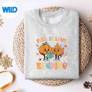 Fall In Love With Reading Thanksgiving Pumpkin Book Lover Design for Cricut 4 FallInLoveWithReadingThanksgivingPumpkinBookLoversweater