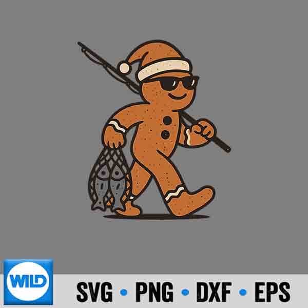 FishingChristmasVintageGingerbreadSantaXmas