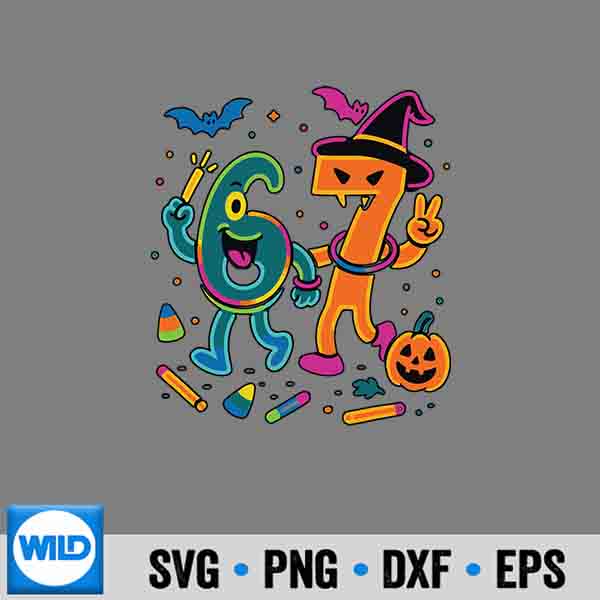Fun 67 Meme Glow Style Halloween 6 7 SVG PNG Download 7 Fun67MemeGlowStyleHalloween67