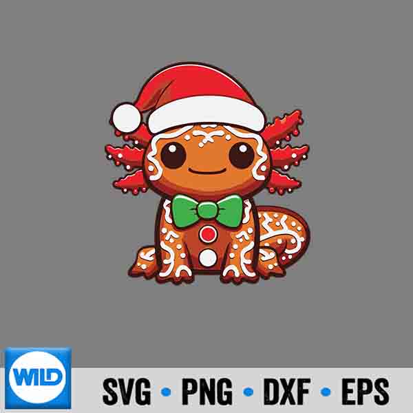 Gingerbread Man Axolotl Christmas Vintage Design for Cricut 6