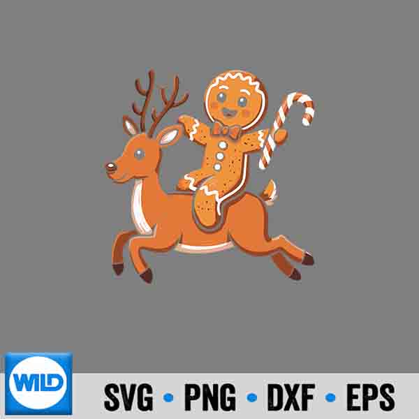 Gingerbread Riding Reindeer Christmas Xmas Pajamas Design for Cricut 7 GingerbreadRidingReindeerChristmasXmasPajamas