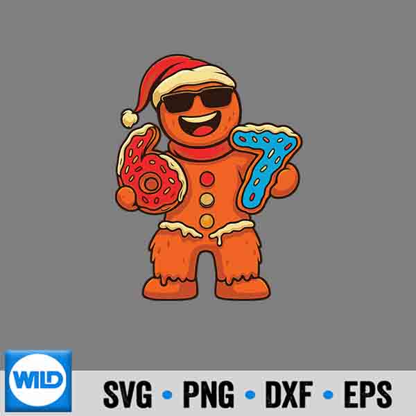 Gingerbread Six Seven 67 Ice Cream Drip Christmas Cute Cut File 7