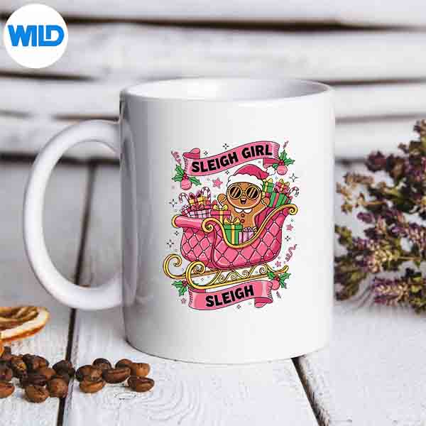 GingerbreadSleighGirlPinkChristmasGirlsmug