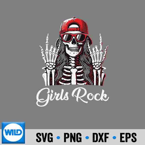 GirlsRockRocknRollGirlSkeletonRockerCoolPunkRock
