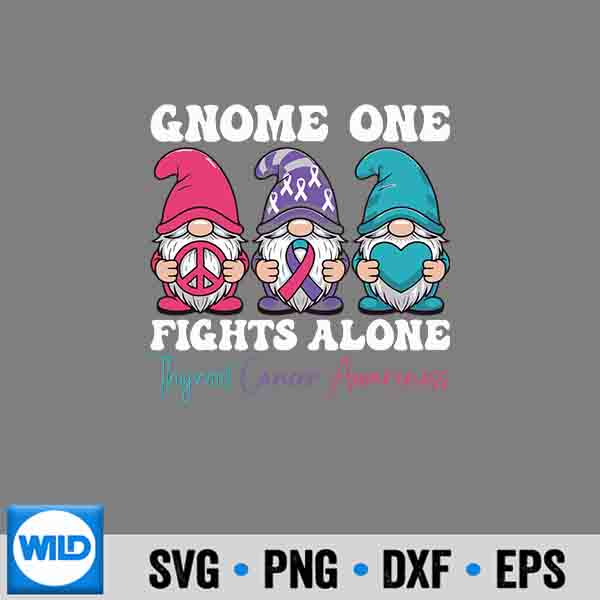Gnome One Fights Alone Christmas Thyroid Cancer Silhouette SVG PNG Cut File 7 GnomeOneFightsAloneChristmasThyroidCancer