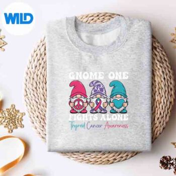 Gnome One Fights Alone Christmas Thyroid Cancer Silhouette SVG PNG Cut File 4 GnomeOneFightsAloneChristmasThyroidCancersweater