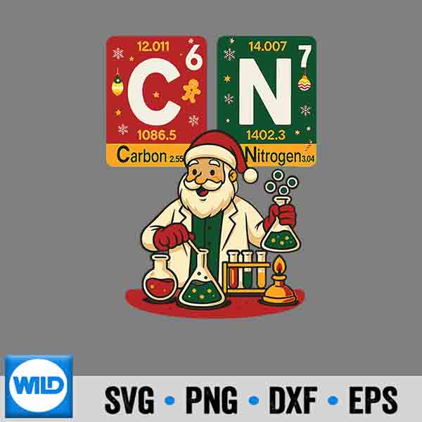 Hugvyn Science Christmas Carbon Nitrogen Six Seven 6 7 Meme Silhouette SVG PNG Cut File 7