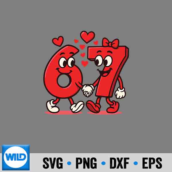 Internet Memes 6 And 7 Six Seven Alpha Aura Energy Love Silhouette SVG PNG Cut File 6