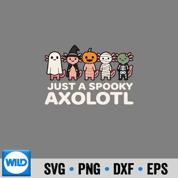 Just A Spooky Axolotl Halloween Costume Cartoon SVG PNG 6