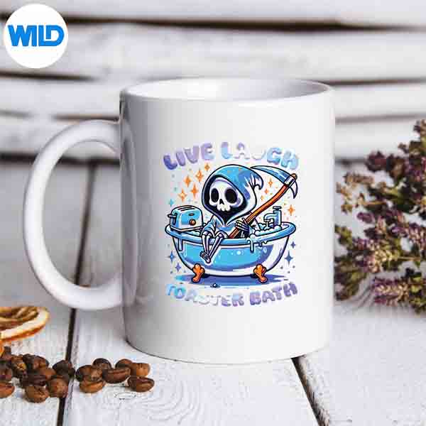 LiveLaughToasterBathSkeletonMemeSayingmug