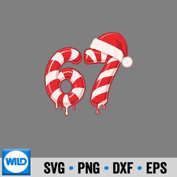 Melting Candy Cane 67 Christmas Santa Hat Holiday SVG PNG Download