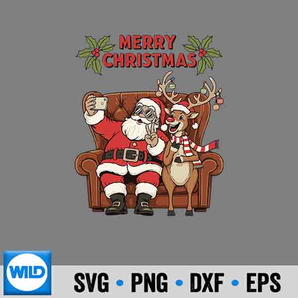 MerryChristmasCozySelfieWithReindeerOnComfyCouchJoy