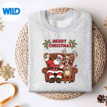 Merry Christmas Cozy Selfie With Reindeer On Comfy Couch Joy PNG SVG for Cricut 4 MerryChristmasCozySelfieWithReindeerOnComfyCouchJoysweater