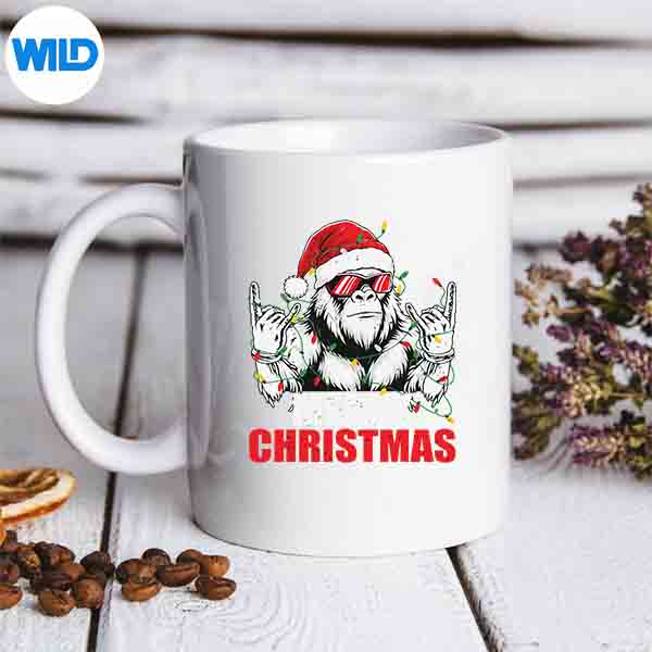 MerryChristmasVintageBigfootRockOnXmasmug
