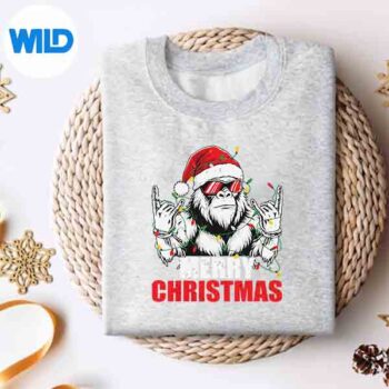 Merry Christmas Vintage Bigfoot Rock On Xmas Design for Cricut 4 MerryChristmasVintageBigfootRockOnXmassweater