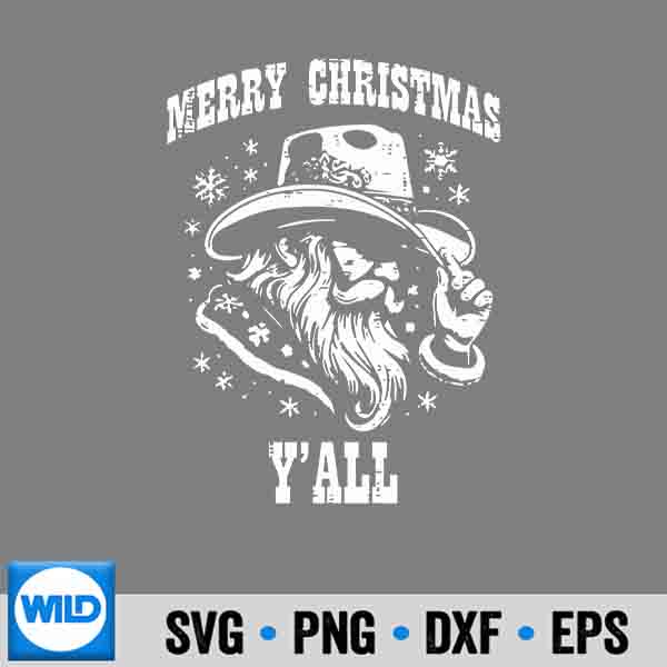 Merry Christmas Yall Santa Cow Xmas Country SVG PNG Download 7 MerryChristmasYallSantaCowXmasCountry