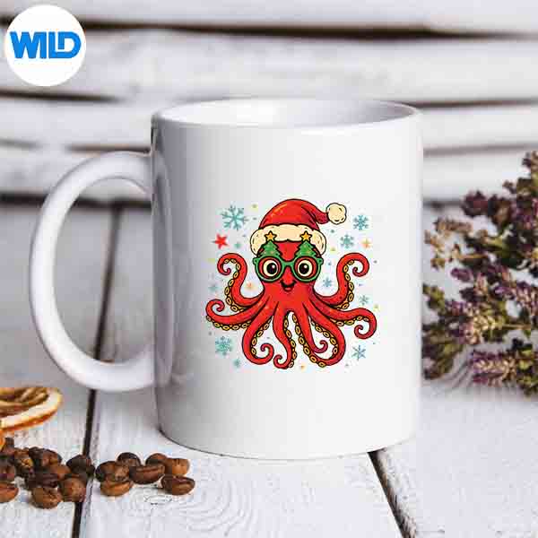 Octopus Santa Hat Christmas Ocean Animal Xmas Pajama Design for Cricut 3 Octopus Santa Hat Christmas Ocean Animal Xmas Pajama Design for Cricut - Image 3