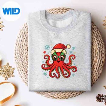 Octopus Santa Hat Christmas Ocean Animal Xmas Pajama Design for Cricut 4 OctopusSantaHatChristmasOceanAnimalXmasPajamasweater