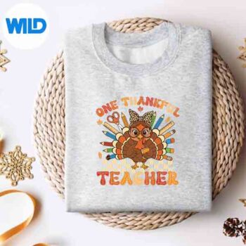 OneThankfulTeacherThanksgivingTurkeyCuteCrayonPencilsweater