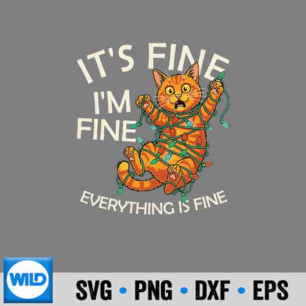 Orange Cat Christmas Light Its Fine Im Fine Xmas SVG PNG 7 OrangeCatChristmasLightItsFineImFineXmas