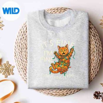 Orange Cat Christmas Light Its Fine Im Fine Xmas SVG PNG 4 OrangeCatChristmasLightItsFineImFineXmassweater