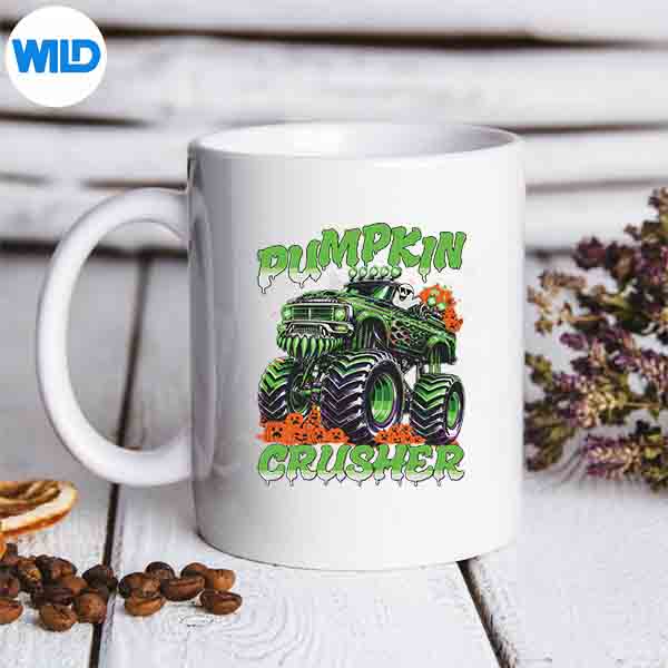 PumpkinCrusherMonsterTruckGhostsHalloweenmug