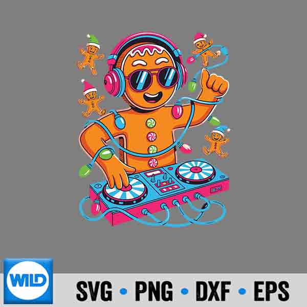 Retro Christmas House Music Gingerbread Dj Techno Rave Edm Silhouette SVG PNG Cut File 7 RetroChristmasHouseMusicGingerbreadDjTechnoRaveEdm