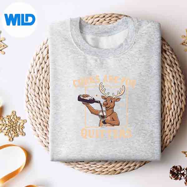 Retro Christmas Reindeer Drink Wine Corks Are For Quitters Design for Cricut 2 Retro Christmas Reindeer Drink Wine Corks Are For Quitters Design for Cricut - Image 2