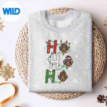 Santa Hat Ho Ho Ho Family Christmas Dachshund Dog Xmas Silhouette SVG PNG Cut File 4 SantaHatHoHoHoFamilyChristmasDachshundDogXmassweater