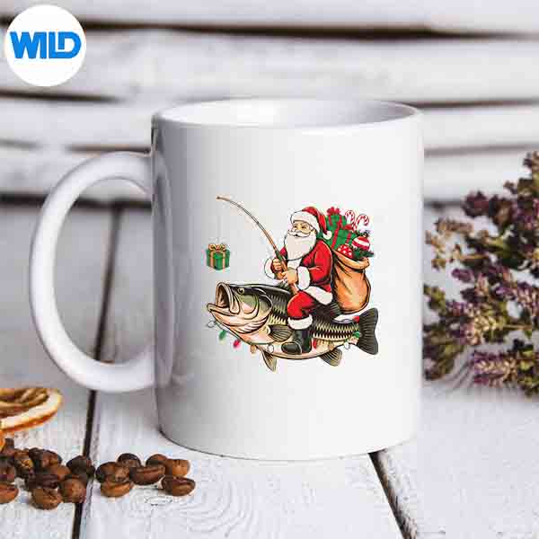SantaRidingBassFishChristmasFishingXmasPajamasmug