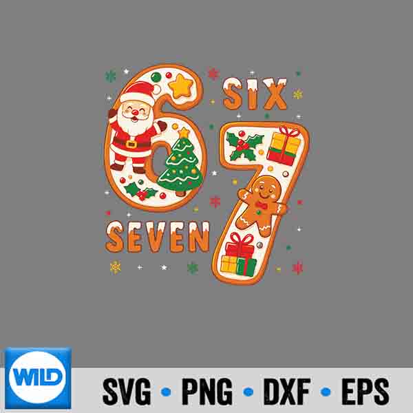 Six Seven 67 Meme 6 7 Santa Christmas Pajamas Digital Download 7