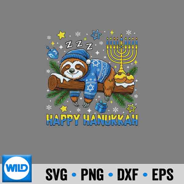 Sleeping Slothorah Happy Hanukkah Chanukah Pajamas SVG Cut File 7 SleepingSlothorahHappyHanukkahChanukahPajamas