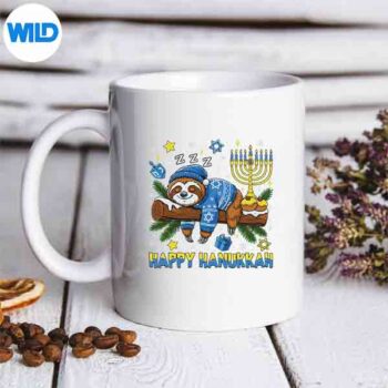 Sleeping Slothorah Happy Hanukkah Chanukah Pajamas SVG Cut File 5 SleepingSlothorahHappyHanukkahChanukahPajamasmug