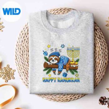 Sleeping Slothorah Happy Hanukkah Chanukah Pajamas SVG Cut File 4 SleepingSlothorahHappyHanukkahChanukahPajamassweater
