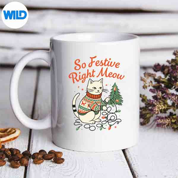 SoFestiveRightMeowCatChristmasSantaHolidaymug