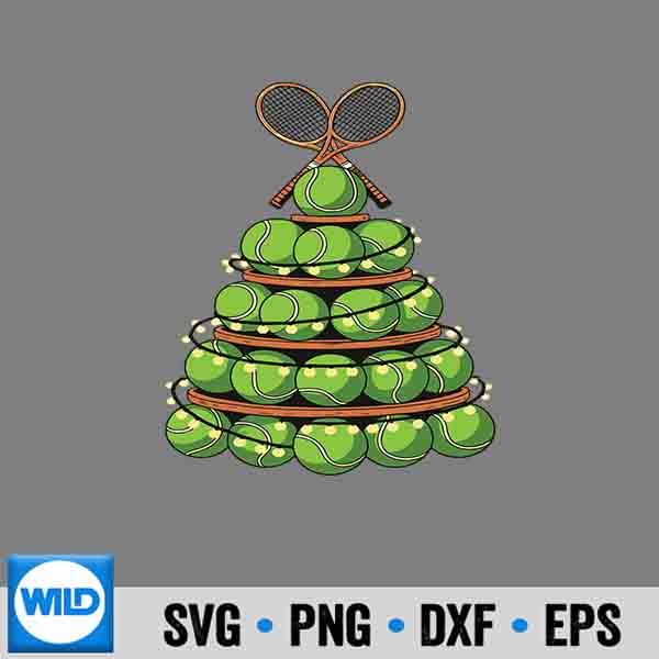 Tennis Christmas Tree Holiday Vintage Vector Design 7 TennisChristmasTreeHolidayVintage