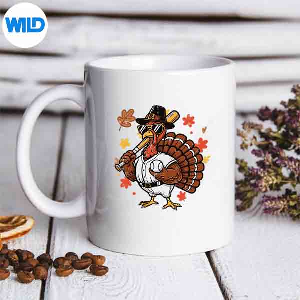 ThanksgivingBaseballPlayerTurkeyFallSportmug
