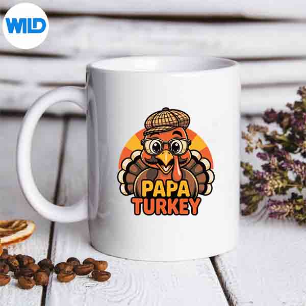 ThanksgivingPapaTurkeyFamilyMatchingmug