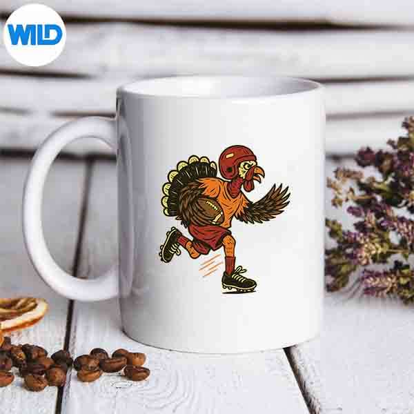 Thanksgiving Turkey Playing Football Vintage Digital Design 6 ThanksgivingTurkeyPlayingFootballVintagemug