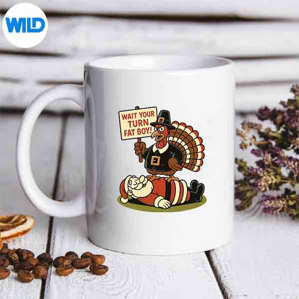 Thanksgiving Wait Your Turn Fat Santa Turkey Silhouette SVG PNG Cut File 3 Thanksgiving Wait Your Turn Fat Santa Turkey Silhouette SVG PNG Cut File - Image 3