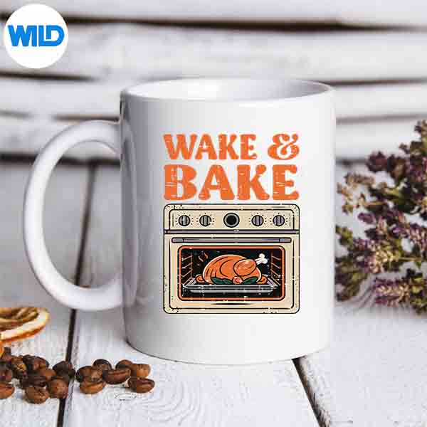 Thanksgiving Wake And Bake Turkey Day Silhouette SVG PNG Cut File 6 ThanksgivingWakeAndBakeTurkeyDaymug