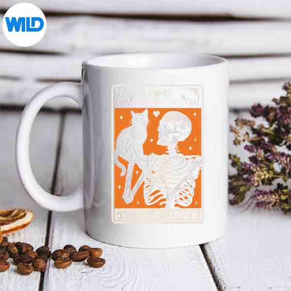 TheCatLoverTarotCardBlackCatAndSkeletonHalloweenmug