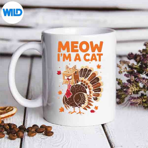 TurkeyCatMeowThanksgivingHumormug