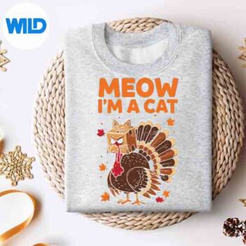 Turkey Cat Meow Thanksgiving Humor Digital Download 4 TurkeyCatMeowThanksgivingHumorsweater