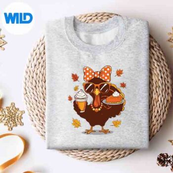 TurkeyDrinkingCoffeeBowThanksgivingTurkeyDaysweater