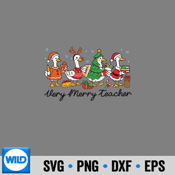 Very Merry Teacher Christmas Goose Silly Holiday Party Silhouette SVG PNG 7 VeryMerryTeacherChristmasGooseSillyHolidayParty