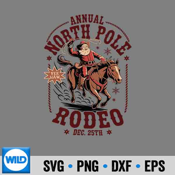Vintage Annual North Pole Rodeo Santa Cow Christmas SVG PNG 7 VintageAnnualNorthPoleRodeoSantaCowChristmas