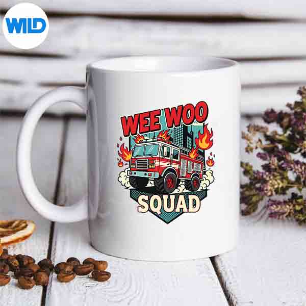 Wee Woo Squad Fire Department Firefighter Fire Truck Silhouette SVG PNG